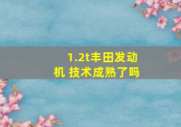 1.2t丰田发动机 技术成熟了吗